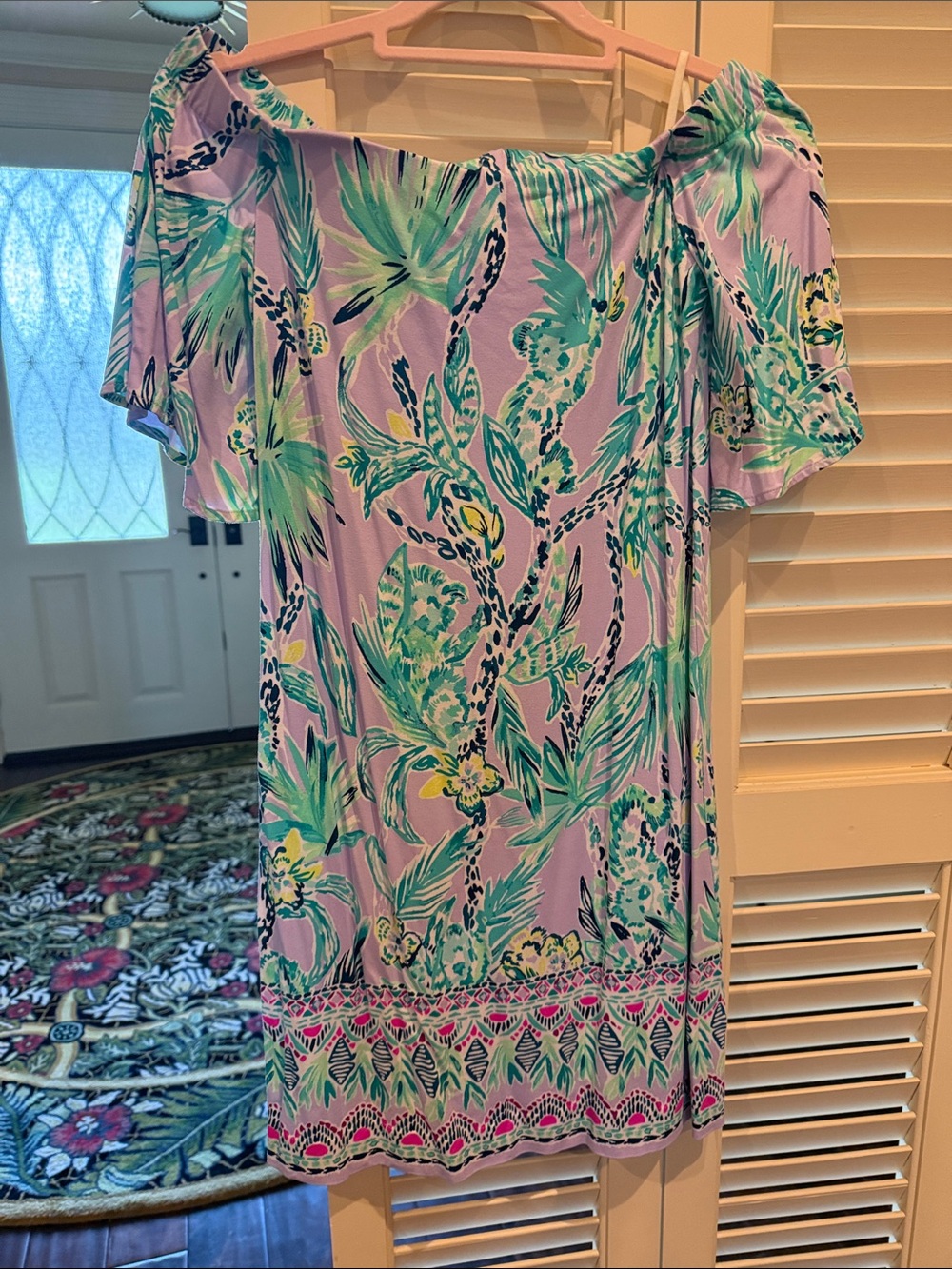 Lilly Pulitzer Lavender Dress with Teal and Yellow Tropical Print